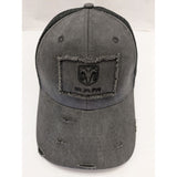 100% Cotton Dodge Ram Hat Distressed Trucker Cap Men Gray Black Mesh Buckle Back Adjustable