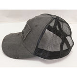 100% Cotton Dodge Ram Hat Distressed Trucker Cap Men Gray Black Mesh Buckle Back Adjustable