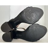 8.5 Ellen Tracy Catalina Black Leather Buckle Strap Sandals Shoes Women Chunky Heel Retro Chic ET