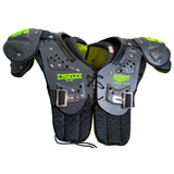 14"-15" Large Schutt Youth 32-34" Ds Y Flex 3.0 Gray Green Football Shoulder Pads DSflex
