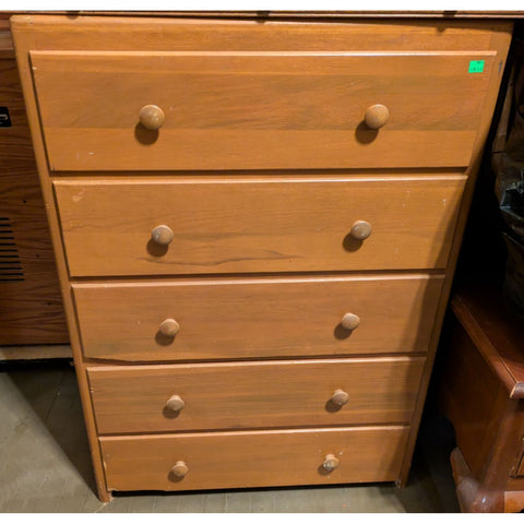 42Tx30Wx17D 5-Drawer Wood Dresser Pine ? Bedroom Storage Office Vintage Wooden