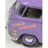 9" 1966 1/19 Scale Solido VW Combi Peace & Love Flower Powered Van Diecast Purple Volkswagen Van Bus