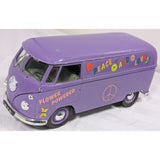 9" 1966 1/19 Scale Solido VW Combi Peace & Love Flower Powered Van Diecast Purple Volkswagen Van Bus