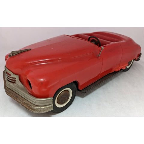 12" Packard Convertible Conway Skokie Red Wind Up Battery Lights Toy Car Vintage