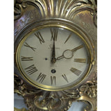 Working 1950s Syroco 8-Day Wall Clock G758 Brass Ornate Floral Design Roman Numerals Syracuse NY