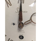 Working 1950s Syroco 8-Day Wall Clock G758 Brass Ornate Floral Design Roman Numerals Syracuse NY