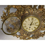 Working 1950s Syroco 8-Day Wall Clock G758 Brass Ornate Floral Design Roman Numerals Syracuse NY