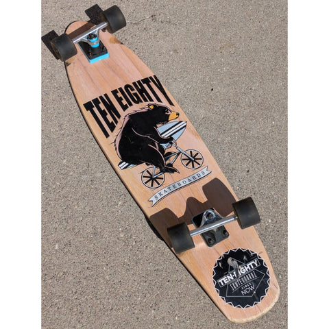 36" Ten-Eighty Longboard Skateboard Surfboard Bear on BMX Bike Bravo Sports
