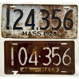 1920 & 1948 Massachusetts License Plate 124 356 & 104 356 Porsche