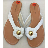 9.5 Madden Girl White Flower Thong Flip Flop Toe Strap Shoes Sandals Sandels NOS