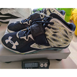 14 Men's Under Armour Yellow Navy Football Cleats 1276701-100 Team Spine Nitro Mid Shoe UA