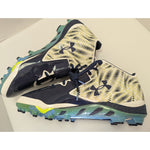 14 Men's Under Armour Yellow Navy Football Cleats 1276701-100 Team Spine Nitro Mid Shoe UA