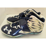 14 Men's Under Armour Yellow Navy Football Cleats 1276701-100 Team Spine Nitro Mid Shoe UA