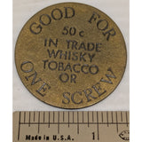 The Gold Nugget Brothel Token Cooke City Montana 50¢ Whiskey Tobacco Or One Screw Brass Coin Vintage