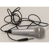 8' Foot Wire Used Dynamic Microphone Wired Silver With On/Off Switch & 1/4 Inch Jack