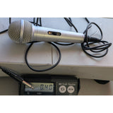 8' Foot Wire Used Dynamic Microphone Wired Silver With On/Off Switch & 1/4 Inch Jack