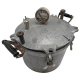 7 QT Quart Kook Kwick Steam Pressure Cooker Canner Guage Aluminum Vintage Kitchenware Wood Handle