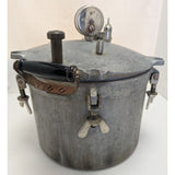 7 QT Quart Kook Kwick Steam Pressure Cooker Canner Guage Aluminum Vintage Kitchenware Wood Handle