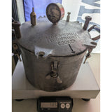 7 QT Quart Kook Kwick Steam Pressure Cooker Canner Guage Aluminum Vintage Kitchenware Wood Handle