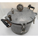 7 QT Quart Kook Kwick Steam Pressure Cooker Canner Guage Aluminum Vintage Kitchenware Wood Handle