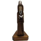 9" Carved Wood Priest Rosary Mexico Wooden Monk Reading Bible Figurine Figure