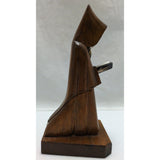 9" Carved Wood Priest Rosary Mexico Wooden Monk Reading Bible Figurine Figure