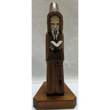 9" Carved Wood Priest Rosary Mexico Wooden Monk Reading Bible Figurine Figure