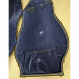 4/4 Black Cello Case 52" Excelsior Hard Shell Key Lock Blue Velvet Lining Vintage 1950s MCM