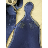 4/4 Black Cello Case 52" Excelsior Hard Shell Key Lock Blue Velvet Lining Vintage 1950s MCM