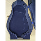4/4 Black Cello Case 52" Excelsior Hard Shell Key Lock Blue Velvet Lining Vintage 1950s MCM