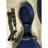 4/4 Black Cello Case 52" Excelsior Hard Shell Key Lock Blue Velvet Lining Vintage 1950s MCM