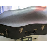 4/4 Black Cello Case 52" Excelsior Hard Shell Key Lock Blue Velvet Lining Vintage 1950s MCM