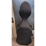 4/4 Black Cello Case 52" Excelsior Hard Shell Key Lock Blue Velvet Lining Vintage 1950s MCM