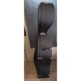 4/4 Black Cello Case 52" Excelsior Hard Shell Key Lock Blue Velvet Lining Vintage 1950s MCM
