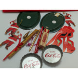 Lot Coca Cola 1973 Mini Tray Santa Ornament 3D glasses Ruler Pen Empty Lite Box