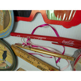 Lot Coca Cola 1973 Mini Tray Santa Ornament 3D glasses Ruler Pen Empty Lite Box