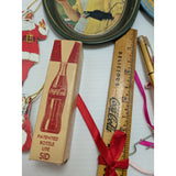 Lot Coca Cola 1973 Mini Tray Santa Ornament 3D glasses Ruler Pen Empty Lite Box