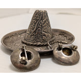 48 Grams 925 Sterling Silver Temcha Brooch Pin Sombrero Hat Mexico Eagle Snake Flowers Vintage