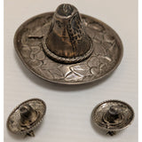 48 Grams 925 Sterling Silver Temcha Brooch Pin Sombrero Hat Mexico Eagle Snake Flowers Vintage