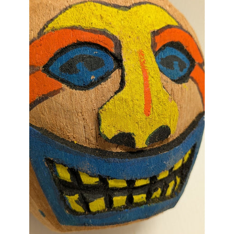 Tiki Carved Hand Painted Coconut Shell Can Candle Holder Planter Pot Colorful Ha