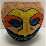 Tiki Carved Hand Painted Coconut Shell Can Candle Holder Planter Pot Colorful Ha