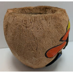 Tiki Carved Hand Painted Coconut Shell Can Candle Holder Planter Pot Colorful Ha