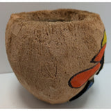 Tiki Carved Hand Painted Coconut Shell Can Candle Holder Planter Pot Colorful Ha
