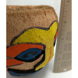 Tiki Carved Hand Painted Coconut Shell Can Candle Holder Planter Pot Colorful Ha