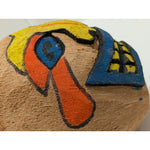 Tiki Carved Hand Painted Coconut Shell Can Candle Holder Planter Pot Colorful Ha