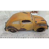 8" Yellow Junkyard VW Bug Split Window 1998 S.S. Sarna Beetle Car Resin Americana Scrapbook Hand-Painted