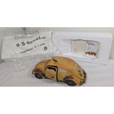 8" Yellow Junkyard VW Bug Split Window 1998 S.S. Sarna Beetle Car Resin Americana Scrapbook Hand-Painted