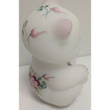 3" Fenton Signed Hand-Painted Bear Figurine Floral Frosted Glass Vintage Sitting