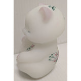 3" Fenton Signed Hand-Painted Bear Figurine Floral Frosted Glass Vintage Sitting