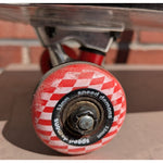 30" Speed Demons Skateboard Skull Horns Graphics Red White Checker Wheels Worn Skate Board